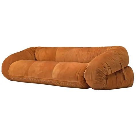 Goose Feather Pillows, Cognac Leather Sofa, Italian Modern Sofa, Suede Sofa, Modern Leather Sofa, Simple Sofa, Sofa Bed Design, Unique Sofas, Italian Sofa