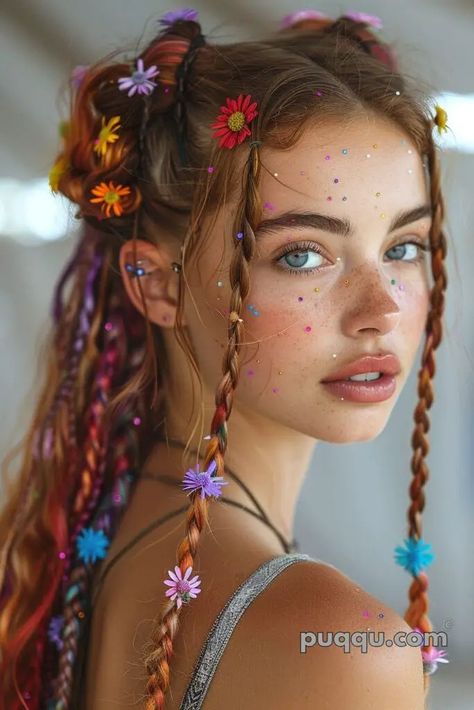 Festival Hairstyles: Unleash Your Inner Boho Chic at Coachella - Puqqu Festival Hairstyles, Temporary Hair Color Spray, Coachella Hair, Hair Doo, Hair Color Spray, Scene Aesthetic, Different Braids, 사진 촬영 포즈, Bohemian Hairstyles