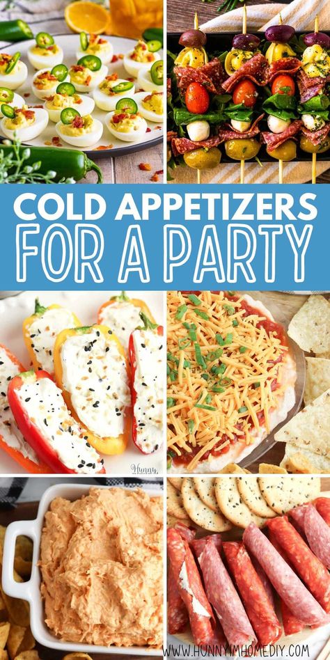 Looking for party appetizers to make this summer? You have to try all these cold appetizer recipes! From simple no bake dips to easy finger foods, you'll find everything you need to put together an amazing food table for your next get-together. These snacks are perfect for picnics, potlucks, and backyard BBQs! Hot Day Party Food, Bridal Finger Foods, Appetizer For Outside Party, Appetizer Recipes For Two, House Party Food Ideas Appetizers, Easy Food Appetizers, Outside Appetizers, Store Bought Finger Foods For Party, Easy Tailgate Snacks Cold