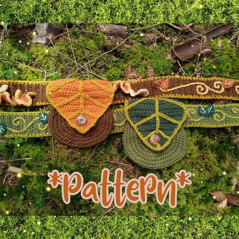 Amigurumi Patterns, Belt Pouch Crochet Pattern, Crochet Hip Belt, Crochet With Small Amount Of Yarn, Crochet For Ren Faire, Crochet Tree Stump, Belt Pouch Pattern Free, Crochet Patterns Pouch, Crochet Kitchen Patterns Free