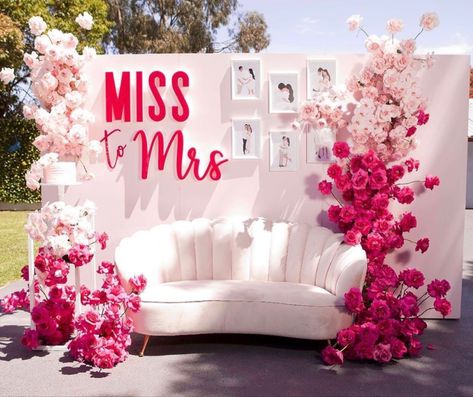 Outdoor Bridal Showers, Pink Bachelorette, Bridal Shower Inspo, Bridal Shower Planning, Bridal Shower Backdrop, Chic Bridal Showers, Miss To Mrs, Bridal Bachelorette Party, Bridal Shower Inspiration