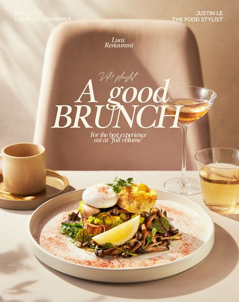 LUCA RESTAURANT - A GOOD BRUNCH on Behance Food Photography Creative, Menu Engineering, Food Photography Composition, Food Videography, Restaurant Poster, Food Photoshoot, Brunch Restaurants, Restaurant Photography, Restaurant Photos