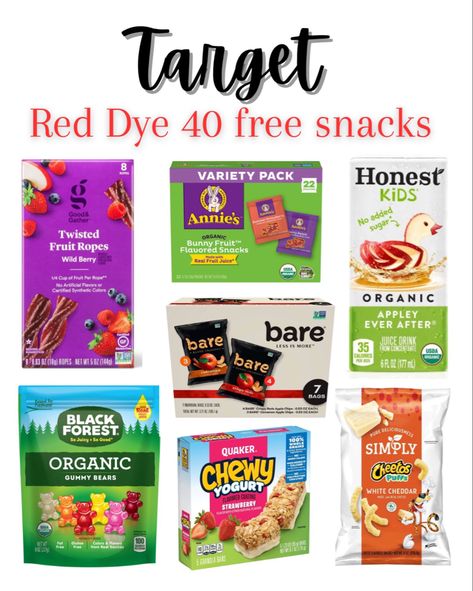 Snacks No Red Dye, Dye Free Fruit Snacks, Organic Dye Free Snacks, Foods That Contain Red Dye, Red 40 Dye Free Foods, Non Red Dye 40 Snacks, Red Dye 40 Alternatives, Allergy Friendly Snacks For School, Foods With No Red Dye 40