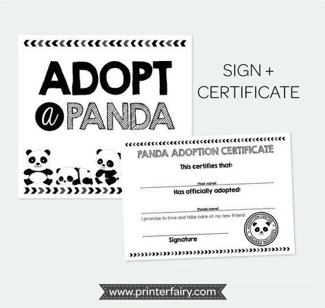 Adopt a Panda, Pet Adoption Party, Panda Adoption Certificate, Modern Birthday Decorations, Digital Printable Signs, INSTANT DOWNLOAD Pandas, Panda Birthday Theme, Pet Adoption Birthday Party, Pet Adoption Certificate, Pet Adoption Party, Panda Items, Panda Birthday Party, Hospital Signs, Jungle Birthday Party