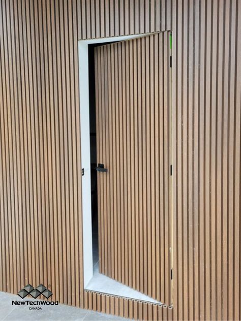 Exterior Hidden Door, Hidden Door Cladding, Flushed Door, Wpc Door Design, Hidden Door Design, Brass Furniture Legs, Wall Siding, Wood Panel Siding, Panel Door Design