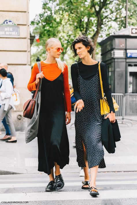 Casual Friday Outfit, Skandinavian Fashion, Slip Dress Outfit, Orange Dresses, Friday Outfit, Street Style Outfits, Street Style Dress, Guy Laroche, Paris Fashion Week Street Style