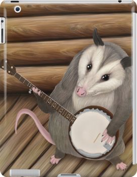 Slim impact-resistant polycarbonate case with protective lip and full access to device ports. Vibrant colors embedded directly into the case for longevity. Available for iPad 4/3/2. Cute Opossum or possum playing the banjo instrument. Marvin the Possum insists he is Daddy O'Possum from The Roadkill Rebels. He is the lead singer and banjo player of the group. These animal musicians are hillbilly critters who play the jug, washboard, washtub bass, and banjo. Cute Opossum, Ipad Snap, Wash Tubs, Ipad 4, Banjo, Lead Singer, Ipad Case, Bass, Independent Artist