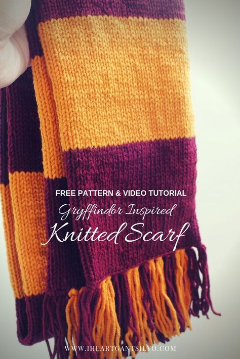 Couture, Harry Potter Scarf Pattern, Tricot Harry Potter, Harry Potter Knit, Gryffindor Scarf, Harry Potter Scarf, Gryffindor House, Knitting Patterns Free Scarf, Diy Scarf