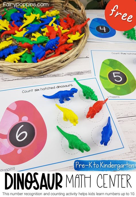 Dinosaur Egg Activities Preschool, Dinosaur Counting Preschool, How Do Dinosaurs Count To Ten Activities, Dinosaur Preschool Math Activities, Math Dinosaur Activities Preschool, Dinosaur Centers Preschool, Prek Dinosaur Activities, Dinosaur Preschool Theme, Preschool Dinosaur Activities