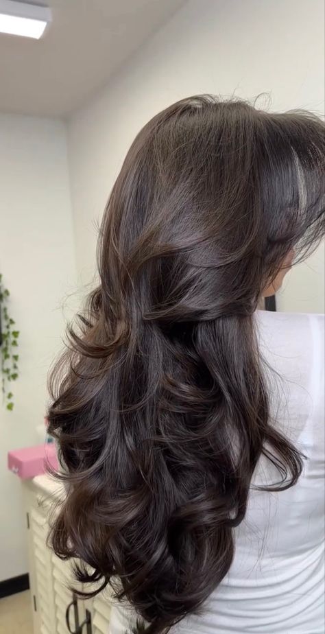 Long Dark Brown Hair, Haircuts For Long Hair With Layers, Hair Inspiration Long, Vlasové Trendy, Hairstyles For Layered Hair, Haircuts For Wavy Hair, Long Dark Hair, Blowout Hair, Hair Done