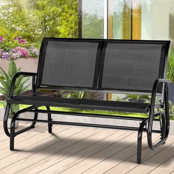 Red Barrel Studio® 2 Seats Outdoor Swing Glider Loveseat Chair | Wayfair Porch Glider Swing, Outdoor Glider Bench, Outdoor Glider Chair, Porch Glider, Glider Bench, Rocking Bench, Outdoor Patio Swing, Outdoor Glider, Gas Fire Pits Outdoor