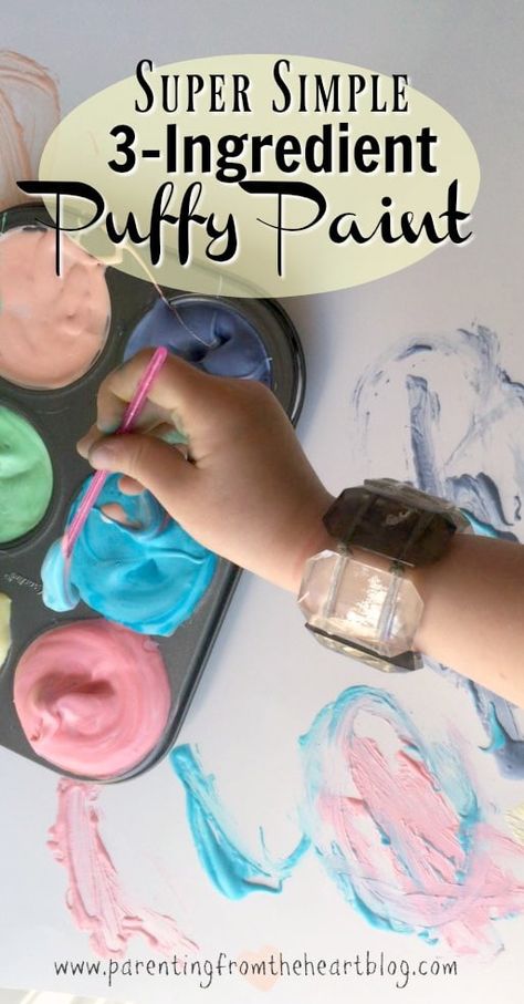 3-ingredient puffy paint is so easy to set-up and so much fun for young kids! Kids activities, play-based learning, DIY paint, Early childhood education, easy DIY Easy Activities For Kids, Diy Puffy Paint, Early Childhood Education Activities, Homemade Paint, Puffy Paint, Easy Activities, Play Based, Diy Paint, Nutrition Education