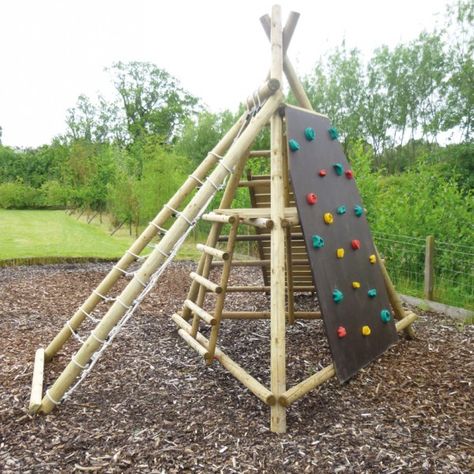 Garden Climbing Frames, Wooden Tree House, Playground Climber, Wooden Pyramid, Backyard Gym, Playground Landscaping, Outdoor Play Space, Kids Backyard Playground, Climbing Frames