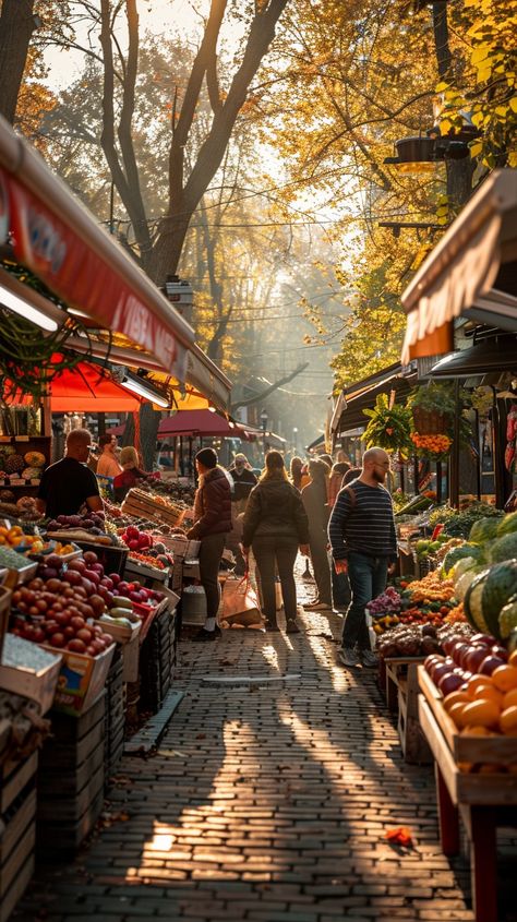 Autumn Market Scene: Shoppers stroll through a bustling outdoor market lined with colorful fruit and vegetable stands on a sunny autumn morning. #market #autumn #shoppers #fruits #vegetables #aiart #aiphoto #stockcake ⬇️ Download and 📝 Prompt 👉 https://ayr.app/l/jo4c Autumn Market Aesthetic, Farmers Market Fall Aesthetic, Autumn Farmers Market Aesthetic, Fall Market Ideas, Fall Farmers Market Aesthetic, Farmers Market Pictures, Autumn Farmers Market, Fall Motivation, Winter Farmers Market