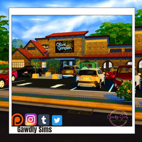 Sims 4 Olive Garden, Sims 4 Dine Out Restaurant, Sims 4 Cc Gas Station, Sims Cc Restaurant, Sims 4 Functional Restaurants, Sims 4 Lots Restaurant, Park Cc Sims 4, Sims 4 Cc Restaurant Lot, Sims 4 Restaurant Cc Patreon