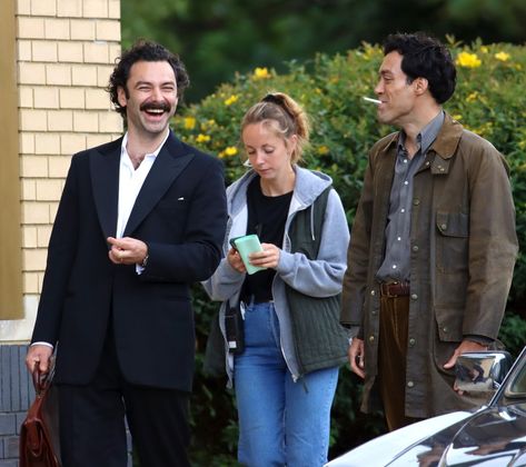 Aidan Turner and Alex Hassell photographed while filming 'Rivals' in Tetbury Aidan Turner, Danny Dyer, Emily Atack, Star David, Our Town, Film Cameras, Another Man, Dog Eating, Dogs Of The World