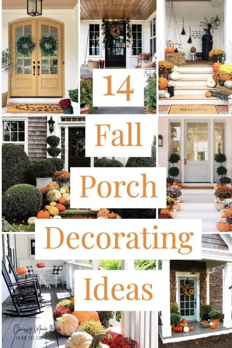 Fall Decor Ideas For The Front Porch, Fall Front Porch Decor With Mums, Fall Decor Outdoor Front Porches Modern, Fall Porch Pumpkin Decor, Fall Porch Decor Mums And Pumpkins, Cozy Fall Porch Ideas, Front Porch Steps Fall Decor, Fall Front Decor Porch, Fall Front Porch Steps Decor