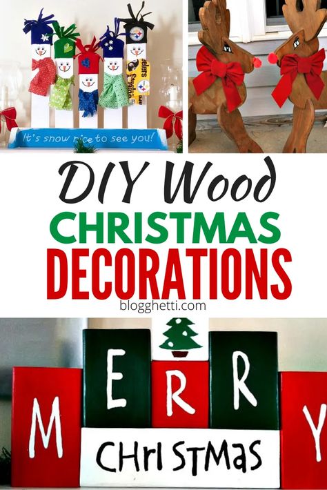 Easy Diy Wood Christmas Gifts, Wooden Holiday Crafts Diy Projects, Diy Christmas Wooden Decorations, Wood Christmas Candles, Wooden Christmas Candles, Christmas Crafts With Scrap Wood, Christmas Wood Projects Diy, Scrap Wood Projects Diy Christmas Gifts, Christmas Decoration Painting