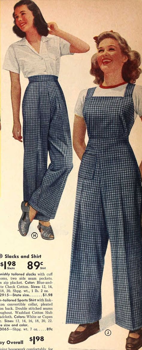 1940 Fashion Women, 1940s Pants, Outfits 40s, 1930s Women, 40s Mode, Fashion 1940s Style, Beach Pajamas, 1940s Fashion Women, Overalls Jeans