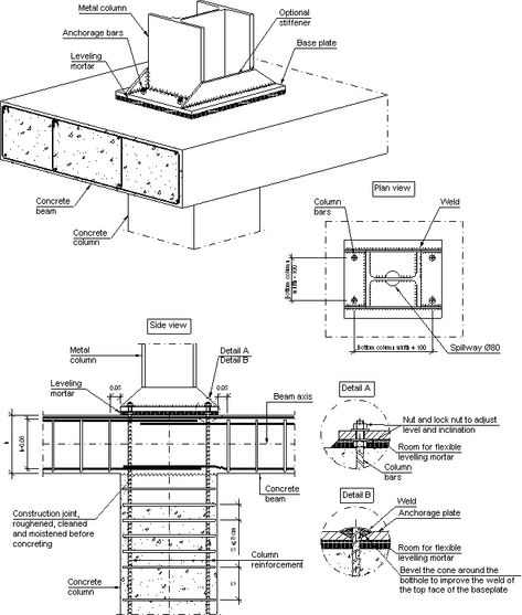 Structural Drawing, Construction Details Architecture, Steel Architecture, Architecture Portfolio Layout, Beam Structure, Metal Columns, Steel Structure Buildings, Concrete Column, Steel Trusses