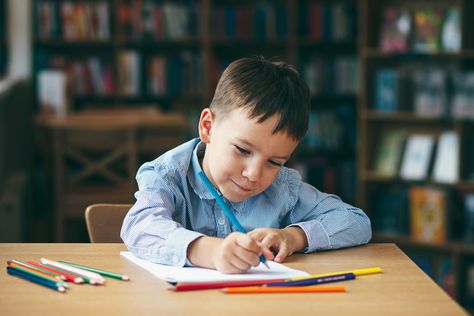 Cute boy doing homework, coloring pages, writing and painting. Children paint. Kids draw. Preschooler with books at home. Preschoolers learn to write and read. Creative boy. Pre School, Writing, Education, Doing Homework, Preschool Education, Homework, Preschool