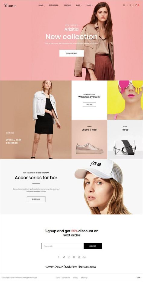 Manor is a clean, minimal and modern design responsive multipurpose #Shopify theme for stunning fashion #store eCommerce #website with 21+ niche homepage layouts to download & live preview click on image or Visit 👆 #webdesigns Fashion Web Design, Fashion Website Design, Ui Ux 디자인, Brand Profile, Best Website Design, Stunning Fashion, Desain Editorial, Coat Shoes, Ecommerce Web Design