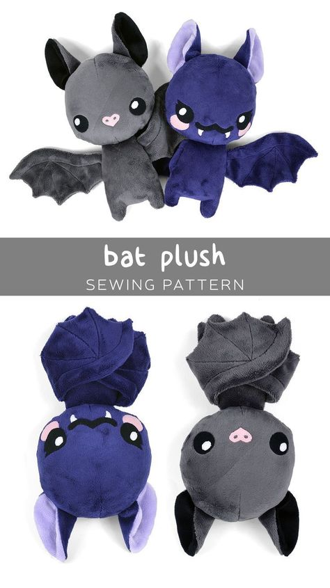 Free plush bat PDF pattern to download! So cute! Läskig Halloween, Halloween Sewing Projects, Diy Sy, Animal Inspiration, Halloween Sewing, Animal Sewing Patterns, Plushie Patterns, Sewing Stuffed Animals, Costura Diy