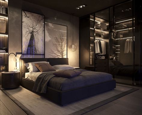 51 Beautiful Black Bedrooms With Images, Tips & Accessories To Help You Design Yours Fancy Bedroom, Black Bedroom Design, Black Bedroom Decor, Modern Luxury Bedroom, Black Bedroom Furniture, Modern Bedroom Interior, Black Bedroom, Luxury Bedroom Master, Luxury Bedroom