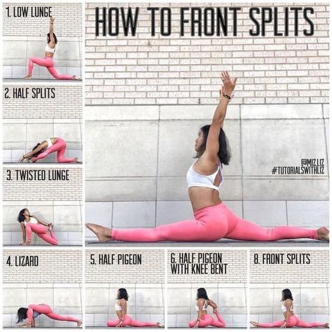 How to Do a Front Split - Health Yoga Exercises, Yoga Photography, Tenk Positivt, Latihan Yoga, Trening Fitness, Easy Yoga Workouts, Trening Abs, Gymnastics Workout, Yoga Training