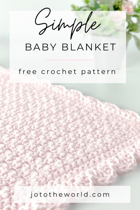 Looking for a free, quick and easy yet beautiful and practical baby blanket crochet pattern? Check out this Simple Baby Blanket Crochet Pattern! It’s a free crochet pattern that makes a perfect baby shower gift and is great for beginners learning how to crochet a baby blanket. It uses only one skein and simple single and double crochet stitches. With an option to add shells to the blanket border, this crochet blanket is sure to become your go-to baby boy, baby girl or gender-neutral gift! Crochet Borders For Blankets, Simple Baby Blanket, Baby Blanket Crochet Pattern Easy, Crochet Blanket Tutorial, Crochet Baby Blanket Beginner, Baby Afghan Crochet Patterns, Crochet Baby Blanket Free Pattern, Crochet Blanket Pattern Easy