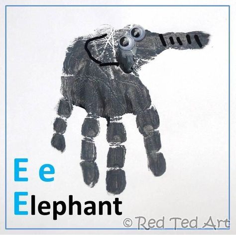 Handprint Alphabet – E is for Elephant... i dont like using Elephant for E because the first sound in "elephant" can sound like "L", but this is cute Handprint Alphabet, Letter E Craft, E Is For Elephant, Abc Crafts, Alphabet E, E Craft, Alphabet Crafts, Abc Book, Handprint Craft