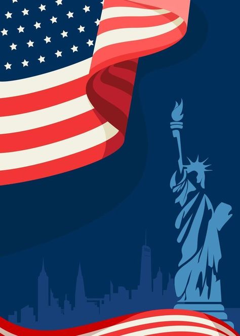 Poster with american flag and Statue of Liberty Patriotic Wallpaper, 4th Of July Clipart, Usa Wallpaper, America Theme, American Flag Art, American Flag Background, Usa Party, Black Unicorn, American Theme