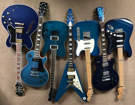 Anyone like blue guitars? Blue Ios, Mate Black, Guitar Obsession, Guitar Photography, Pedal Board, Cool Electric Guitars, Guitar Gear, Blues Guitar, Guitar Solo