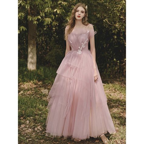 Haute Couture, Vestido Rose Gold, Tulle Formal Dress, Tiered Prom Dress, Prom Dress Pink, Tulle Long Dress, Pink Evening Gowns, Pink Formal Dresses, Prom Dresses Long Pink