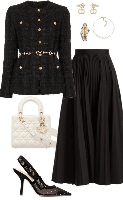 Classy Dior Outfits, Dior Style Inspiration, Dior Fashion Outfits, Dior Outfits Women Fashion, Royal Inspired Outfits, Royal Casual Outfits, Dior Style Outfit, Black Modest Outfits, Dior Outfit Ideas