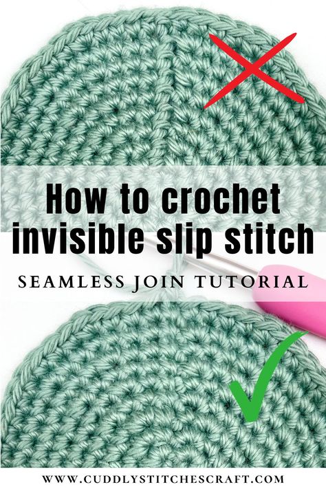 How to Crochet Invisible Slip Stitch, Seamless Join Tutorial Joining Rounds In Crochet, Invisible Join In Crochet, Invisible Slip Stitch Crochet, Crochet Seamless Join In The Round, Seamless Crochet In The Round, Crochet In The Round Seamless, Slip Stitch Joining Crochet, Yarn Over Slip Stitch Crochet, Lightweight Crochet Stitch