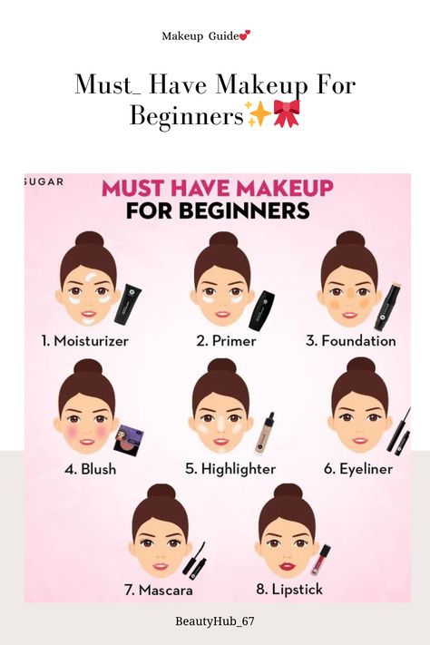 ✨MUST_HAVE MAKEUP FOR BEGINNERS✨🎀 Simple Makeup Looks For Beginners, Simple Makeup Looks Natural Step By Step, How To Apply Makeup For Beginners, Makeup List For Beginners, Beginner Makeup Looks, Makeup Application Guide, How To Do Makeup For Beginners, Make Up Steps, Cheap Makeup Products