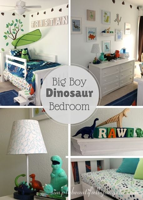 Simply Beautiful by Angela: Tristan's Big Boy Dinosaur Room Reveal Small Parents Bedroom Design, Diy Dinosaur Decor Bedroom, Dinosaur Themed Toddler Room, Dinosaur Room Decor Ideas, Toddler Dinosaur Bedroom, Dino Bedroom Ideas, Boys Dinosaur Bedroom Ideas, Dino Toddler Room, Boy Dinosaur Room