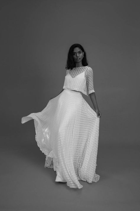 Lyra Skirt / spot chiffon full circle skirt in a light chiffon creates an elegant drape / Charlie Brear / SoHo Bride Charlie Brear Wedding Dress, Polka Dot Tulle Dress, Dot Tulle Dress, Wedding Dress Separates, Rembo Styling, Contemporary Bridal, Full Tulle Skirt, Eclectic Wedding, Dress Label