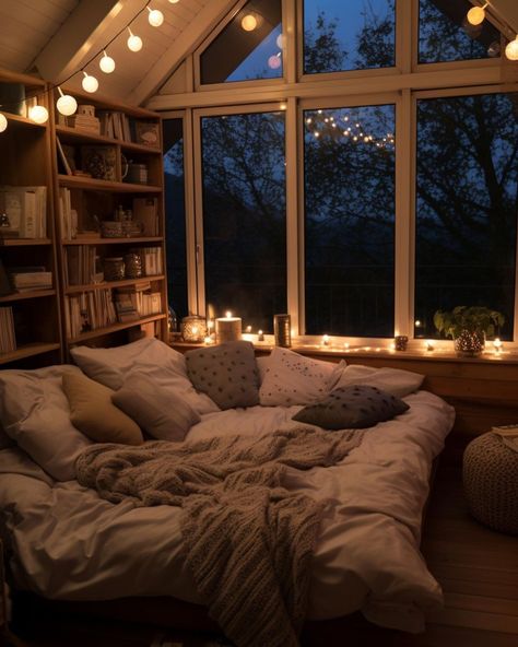 Cute Room Ideas For Couples, Huge Comfy Bed, Cozzy Beds, Pretty Modern Bedroom, Cozy Bedrooms Decor, House Interior Cozy Bedroom, Comfy Fluffy Bed Aesthetic, Huge Attic Bedroom, Cozy Bedroom Apartment Aesthetic