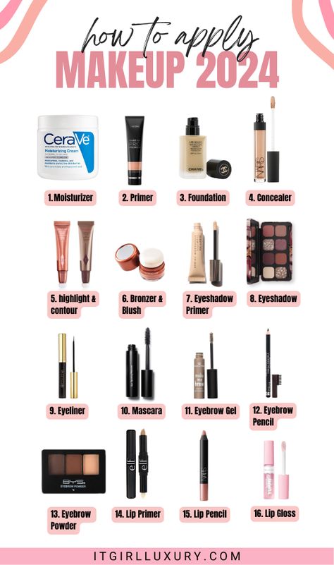 How To Apply Makeup 2024 How To Use Primer How To Apply, Make Up Steps By Step, Makeup Guide Step By Step, Makeup Techniques Step By Step, Make Up Steps, Make Up Tutorial Step By Step, Mecca Makeup, Makeup Guide For Beginners, Weekly Skin Care Routine