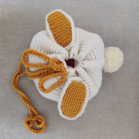 Bunny Crochet Drawstring Bucket Bag Free Pattern Bucket Bag Free Pattern, Crochet Bucket Bag, Bunny Baby Blanket, Bucket Bag Pattern, Crochet Drawstring Bag, Bag Free Pattern, Crochet Easter Basket, Crochet Drawstring, Crochet Beach Bags