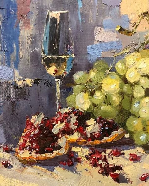 still life art painting green grapes white wine art painting textured paint wall decor Grapes And Wine Painting, Wine Still Life Painting, Grape Oil Painting, Painting Grapes Acrylic, Grapes Acrylic Painting, Grapes Painting Acrylic, Wine Glass Painting Canvas, Textured Paint Wall, Abstract Fruit Painting