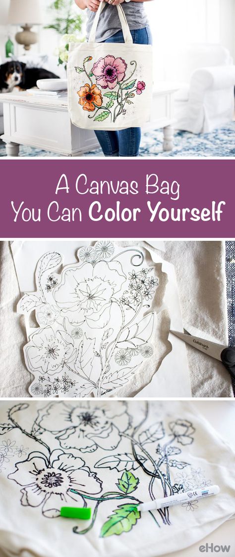 Coloring is such a calming, fun craft no matter how old you are. This craft lets your get creative while also making something practical! Print out this beautiful coloring page here and grab a canvas bag!  http://www.ehow.com/how_12343342_make-canvas-bag-can-color.html?utm_source=pinterest.com&utm_medium=referral&utm_content=freestyle&utm_campaign=fanpage Decorating Canvas Bags, Painted Bag Ideas, Diy Painted Canvas Bags, Canvas Bag Painting Ideas Diy, Diy Canvas Tote Bag Paint, Decorate Canvas Bag, Painted Canvas Bags Diy, Hand Painted Canvas Bags, Painting Canvas Bags