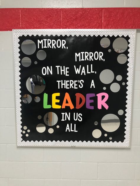 Mentor Board Ideas, We Are Leaders Bulletin Board, Who Am I Bulletin Board Ideas, Bulletin Boards Ideas For Work, Employee Break Room Bulletin Boards, Creative School Bulletin Boards, Employee Door Decorations, Reflection Board Ideas, Teaching Boards Ideas