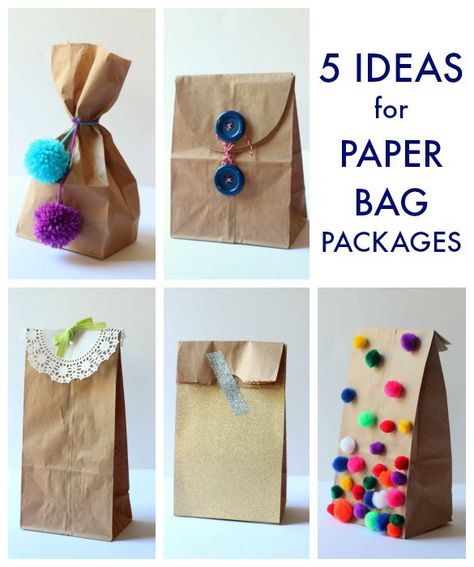 5 Cheap and Awesome Brown Paper Bag Party Favor Package Ideas! Just in time for the holidays!! Diy Brown Bag Gift Bags, Paper Bag Packaging Ideas, Diy Paper Bag Packaging, Bag Packaging Ideas, Diy Loot Bags, Diy Goodie Bags, Diy Party Bags, Paper Bag Packaging, Brown Paper Lunch Bags