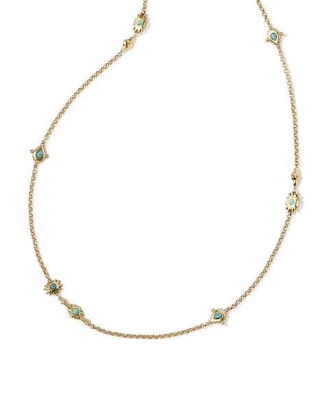 Meet every necklace’s favorite layering partner: the Shera Vintage Gold Long Strand Necklace in Teal Mix. Taking inspiration from traditional kilim designs, this textured strand has a minimal yet ornate silhouette that will bring a vintage-inspired touch to your look. We love this strand styled with a pendant or two, but it’s also striking on its own. This necklace is a part of Yellow Rose by Kendra Scott—a brand that celebrates ranch life with Kendra Scott staples alongside select curated jewel Yellow Roses, Kendra Scott, Traditional Kilim, Ranch Life, Dark Teal, Hook Eye, Brass Material, Strand Necklace, Yellow Rose