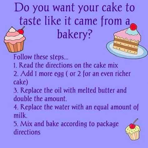 How To Make A Cake Taste Like A Bakery Cake - cannot wait to try this! How To Bake Cake, Recipe For Cake, Cakes To Make, Rich Cake, Torte Cupcake, Bake Cake, What To Use, Köstliche Desserts, Cake Mix Recipes