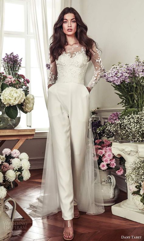 Bride Wedding Outfit Pants, Women Wedding Pants, Wedding Dress With Trousers, Two Piece Wedding Outfits For Bride, Bride Wedding Pants, Wedding Dress Pants Brides, Wedding Pantsuits The Bride, Wedding Dresses Suit, Simple Wedding Dress Pants
