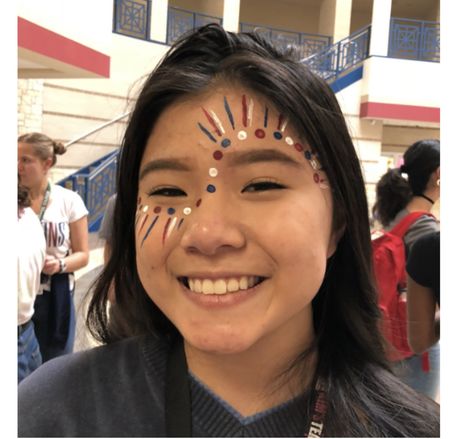 Field Day Makeup, Pep Rally Face Paint Ideas, Spirit Day Face Paint School, Hoco Face Paint Ideas, Pep Rally Makeup, Face Paint Ideas For Football Games, Sports Day Makeup, Spirit Week Face Paint, Pep Rally Face Paint